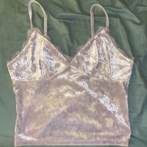 Forever 21 lace trimmed velvet stretch camisole top size L
